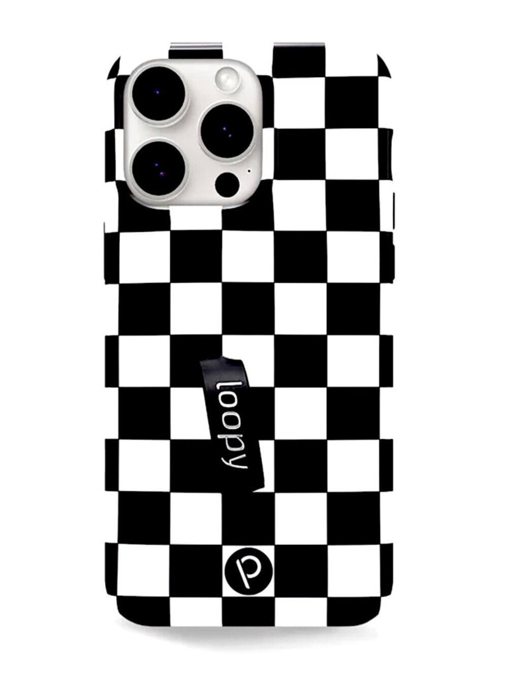 NWT Loopy BLACK and WHITE CHECKERED iPhone 15 Pro Max Phone Case - Righty